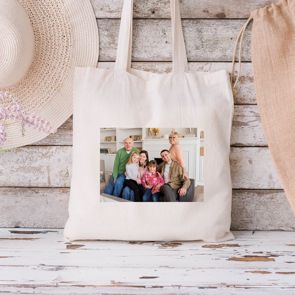 Custom Photo Tote Bag, Custom Logo Tote Bag, Personalized Photo Tote Bag, Photo Collage Custom Gift Bag,Family Photo Gift, Custom Photo Gift