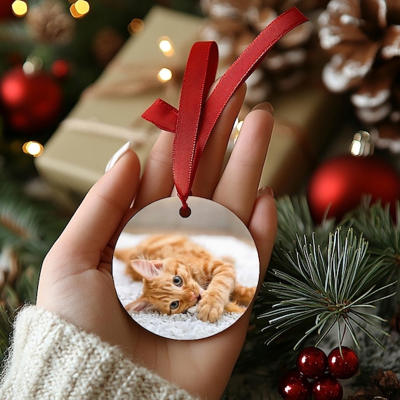 Custom Cat Ornament, Custom Cat Photo Ornament, Personalized Cat Ornaments Christmas, Custom Cat Ornaments with Pictures, Custom Ornaments