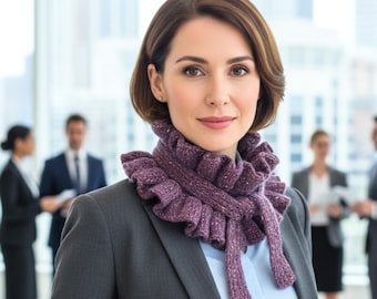 Rüschen Strickschal, Handgefertigter Femininer Schal, Romantischer Rüschen Kragen Schal, Winter Halswärmer, Elegantes Accessoire Geschenk für Frauen