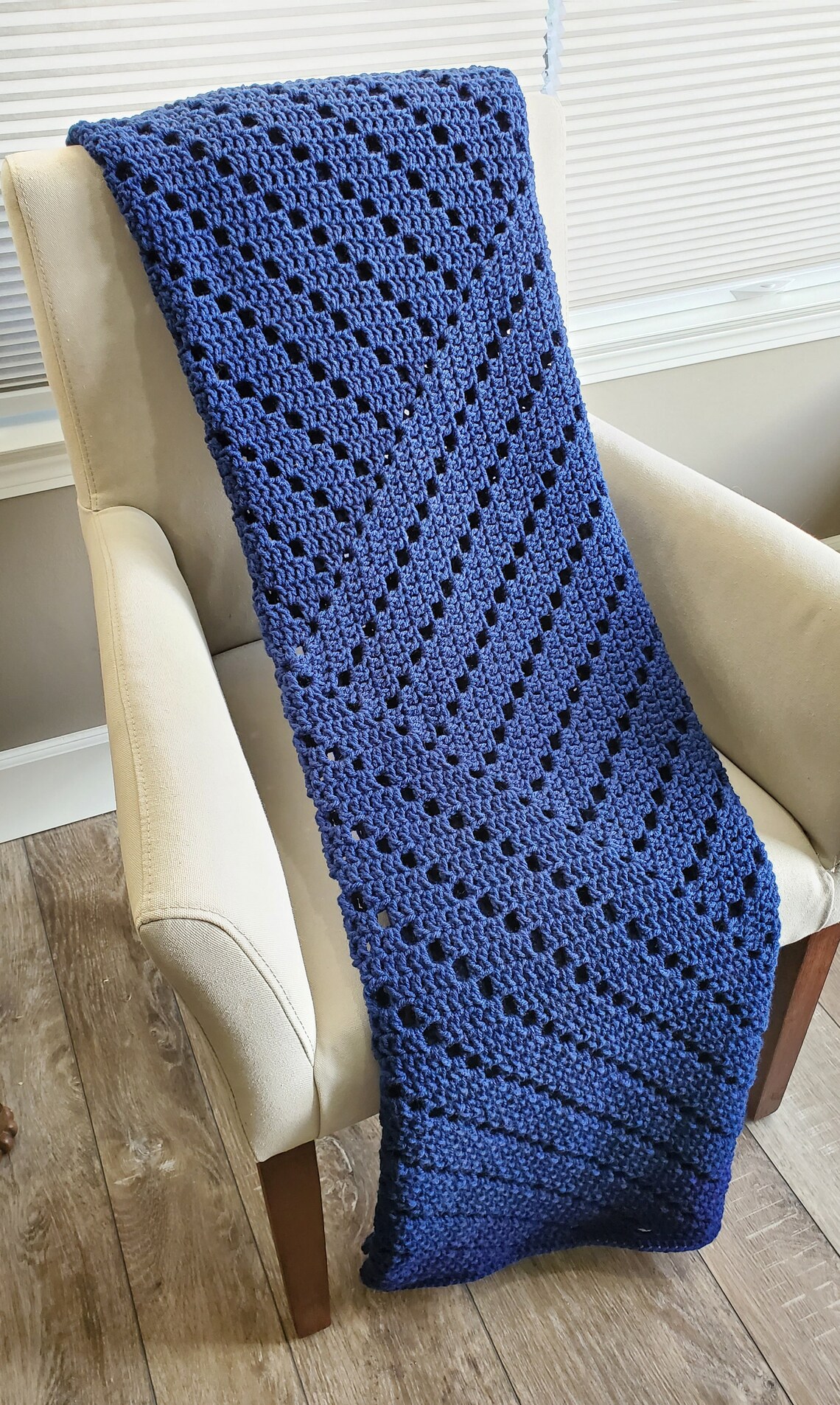 Navy Which Way Filet Crochet Blanket Etsy