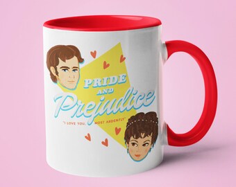 Retro Pride and Prejudice "I Love You, Most Ardently" Mug with Color Inside