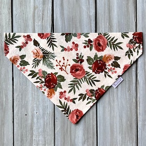 Over the Collar Mauve Floral Dog Bandana, Custom Dog Bandana, Pet Bandana, Summer Dog Bandana, Boho Dog Bandana, Dog Scarf