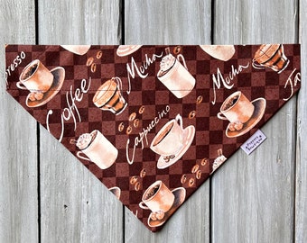 Bandana dla psa Over the Collar Coffee, Cappuccino, Expresso, Bandana dla psa Coffee, Bandana dla psa Pupaccino, Bandana dla psa Summer, Bandana na zamówienie