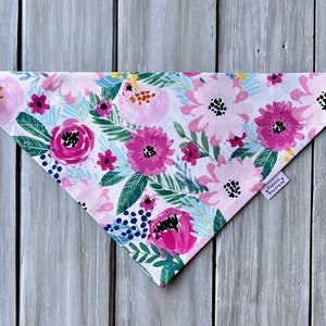 Over the Collar Pink Floral Dog Bandana, Custom Dog Bandana, Pet Bandana, Summer Dog Bandana, Boho Dog Bandana, Dog Scarf, Dog Neckerchief