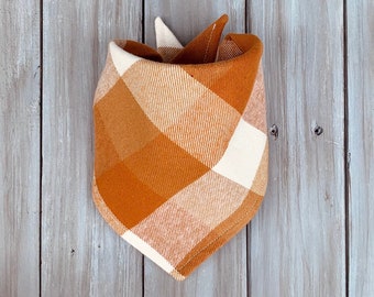 Snap On Pumpkin Pie Dog Bandana, Personalized Dog Bandana, Fall Dog Bandana , Autumn Dog Bandana , Dog Bandana, Plaid Dog Bandana
