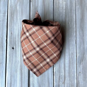 Snap On Toffee Plaid Dog Bandana, Personalized Dog Bandana, Fall Dog Bandana , Autumn Dog Bandana , Dog Bandana, Plaid Dog Bandana