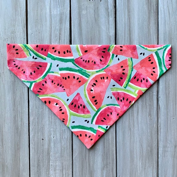 Watermelon Over the Collar Dog Bandana, Spring Custom Dog Bandana, Picnic Dog Bandana, Summer Dog Bandana, Dog Neckerchief, Pet Bandana