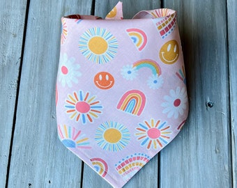 Snap On Retro Vibes hondenbandana, zomerhondenbandana, gepersonaliseerde hondenbandana, lentehondbandana, huisdierbandana, hondenhalsdoek