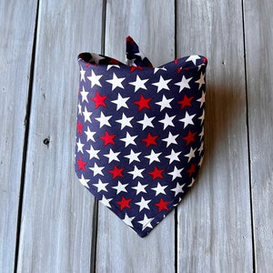 Snap On Patriotic Stars Dog Bandana, Personalized 4th of July Dog Bandana, Patriotic Dog Bandana, Memorial Day Dog Bandana, Red White & Blue