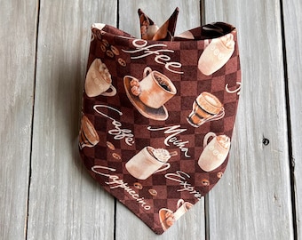 Snap On Coffee, Cappuccino, Mocha, Expresso Dog Bandana, Coffee Dog Bandana, Personalized Dog Bandana, Pet Bandana, Dog Neckerchief
