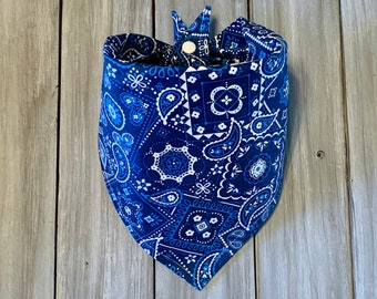 Snap On Blue Paisley Dog Bandana, Blue Dog Bandana, Personalized Dog Bandana, Custom Dog Bandana, Pet Bandana, Boho Dog Bandana