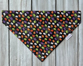 Over the Collar Halloween Mini Pumpkins Dog Bandana, Custom Dog Bandana, Colorful Pumpkins Dog Scarf, Fall Dog Bandana, Halloween Pet Scarf