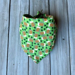 Snap On Beer Me St. Patrick&#39;s Day Dog Bandana, Personalized Dog Bandana, Four Leaf Clover Dog Bandana, Irish Pet Scarf, Shamrock Dog Bandana