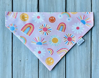Over the Collar Dog Retro Vibes Dog Bandana, Spring Dog Bandana, Summer Dog Bandana, Dog Neckerchief, Boho Dog Bandana