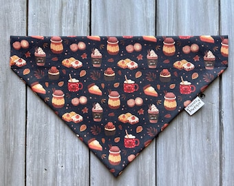 Pumpkin Spice Fall Dog Bandana, Over the Collar Fall Dog Bandana, Pumpkin Spice Dog Bandana, Harvest Dog Scarf, Autumn Dog Scarf, Latte