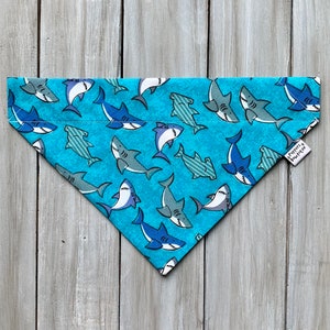 Sharks a Plenty Over the Collar Dog Bandana, Custom Dog Bandana, Shark Dog Bandana, Summer Dog Bandana, Dog Neckerchief