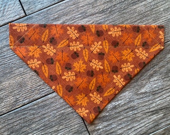 Over the Collar Orange Falling Leaves Dog Bandana, Custom Dog Bandana, Colorful leaves Dog Bandana, Leaves Dog Scarf, Autumn Dog Scarf