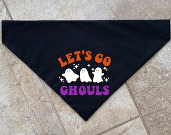 Let's Go Ghouls Dog Bandana, Over de halsband of Snap On Halloween Dog Bandana, Ghosts Dog Sjaal, Fall Dog Bandana, Autumn Dog Bandana