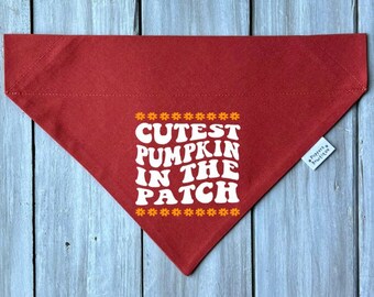 Sötaste pumpa-i-lappen hundbandana, över halsbandet eller tryckknapps-Halloween hundbandana, pumpahundhalsduk, hösthundbandana