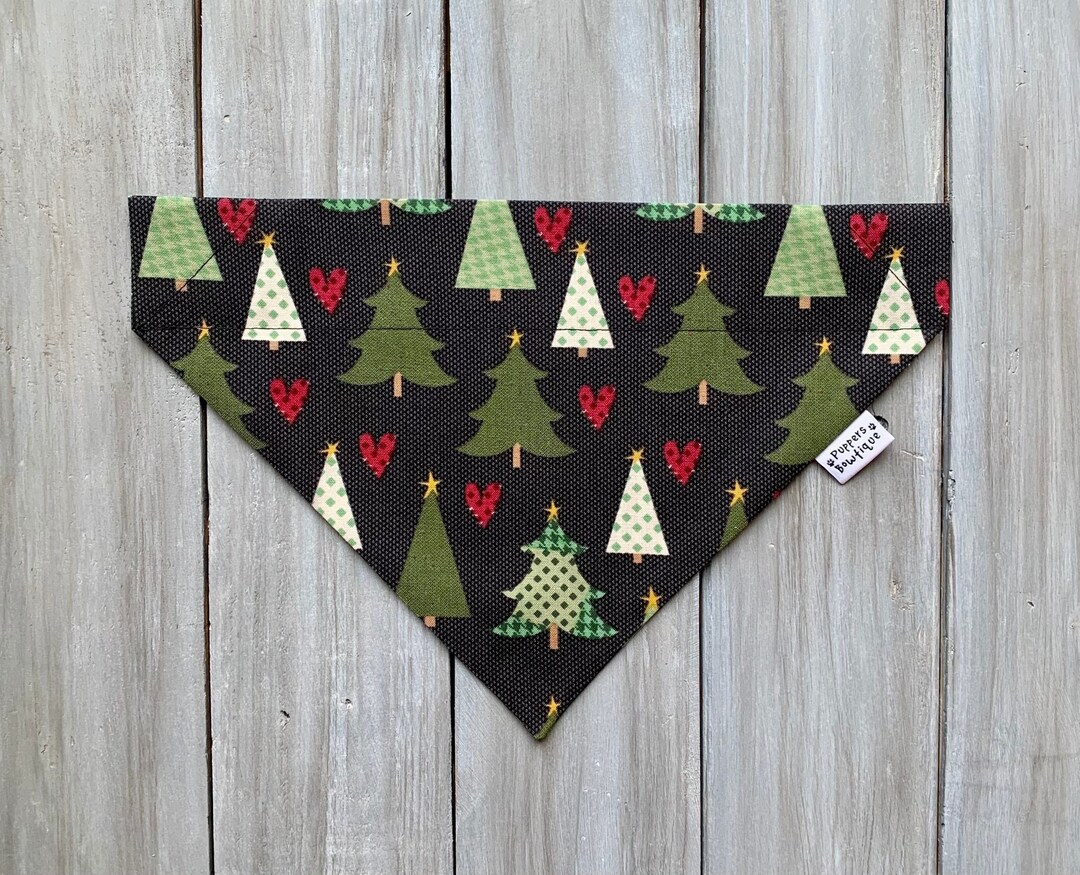 Christmas Tree Dog Bandana, Over the Collar Christmas Dog Bandana