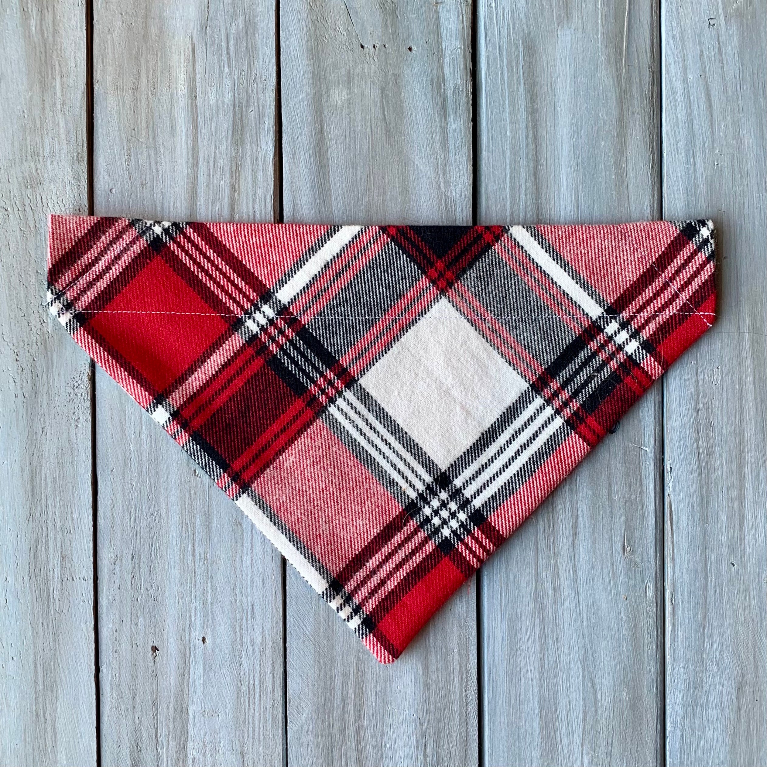 Red & White Plaid Dog Bandana Over the Collar Christmas Dog Etsy