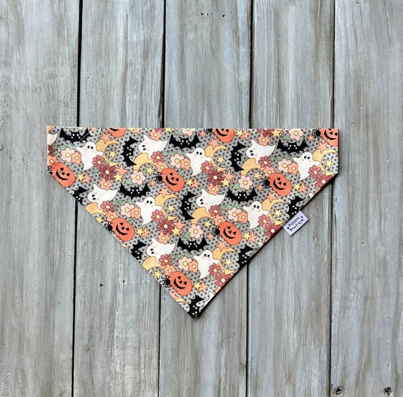 Over the Collar Spooky Cuties Dog Bandana, Custom Dog Scarf, Ghosts, Pumpkins, Bats Fall Dog Bandana, Halloween Dog Scarf, Autumn Dog Scarf