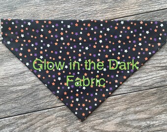 Halloween Glow in the Dark Moons with Bats Over the Collar Dog Bandana Small Halloween Glow in the Dark Moons with Bats Over the Collar Dog Bandana Small