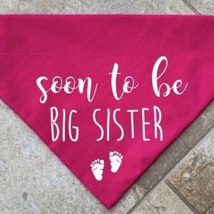 Soon To Be Big Sister Dog Bandana, Over the Collar Dog Bandana, Custom Dog Bandana, Pregnancy Announcement Dog Bandana, Birth Announcement