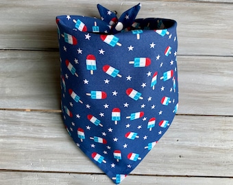 Snap On Patriotic Popsicles Bandana, Personalized 4th of July Dog Bandana, Patriotic Dog Bandana, SummerDog  Bandana, Memorial Day Bandana