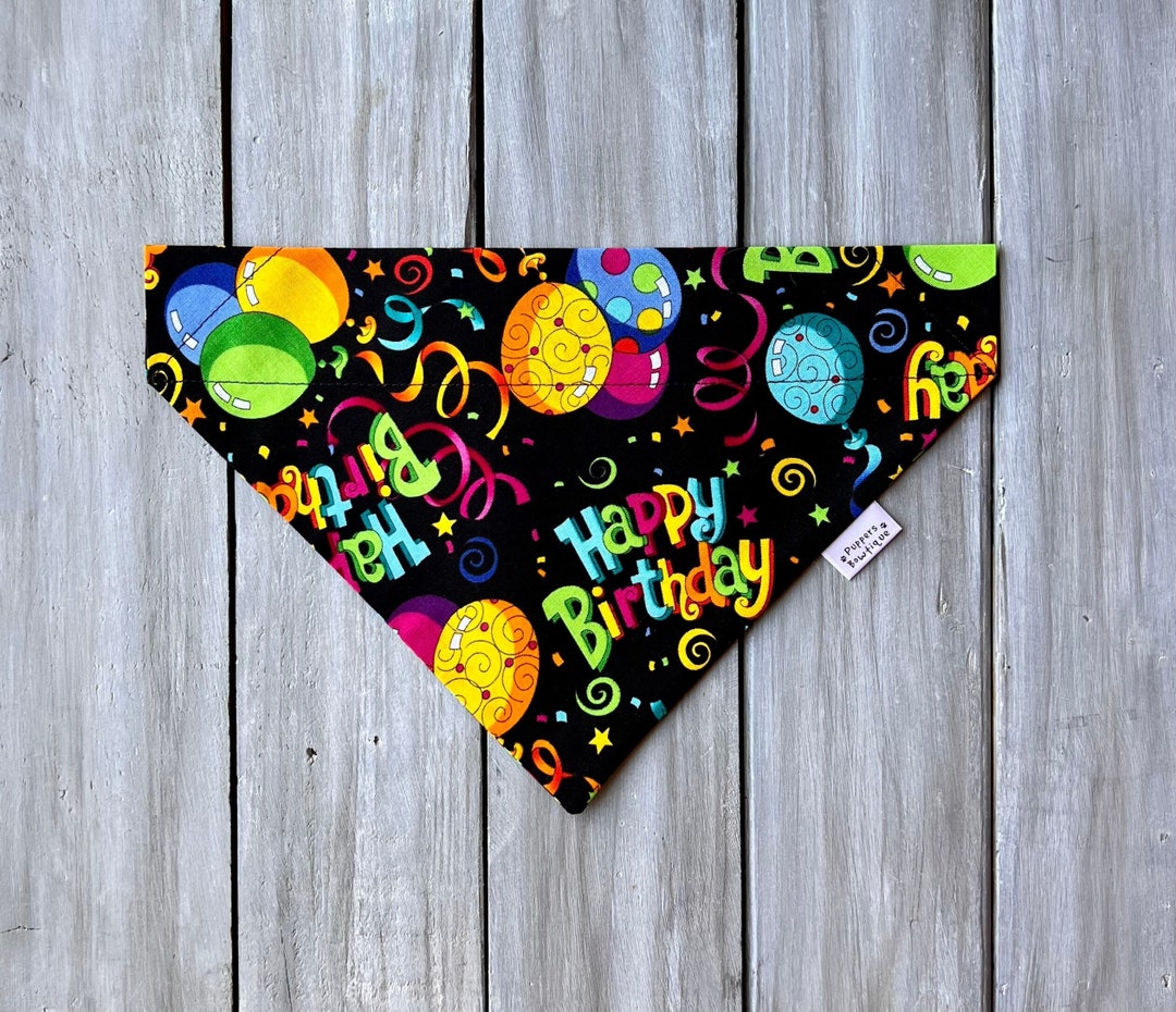Happy Birthday Dog Bandana, Over the Collar Dog Bandana, Custom Dog Bandana, Birthday Dog