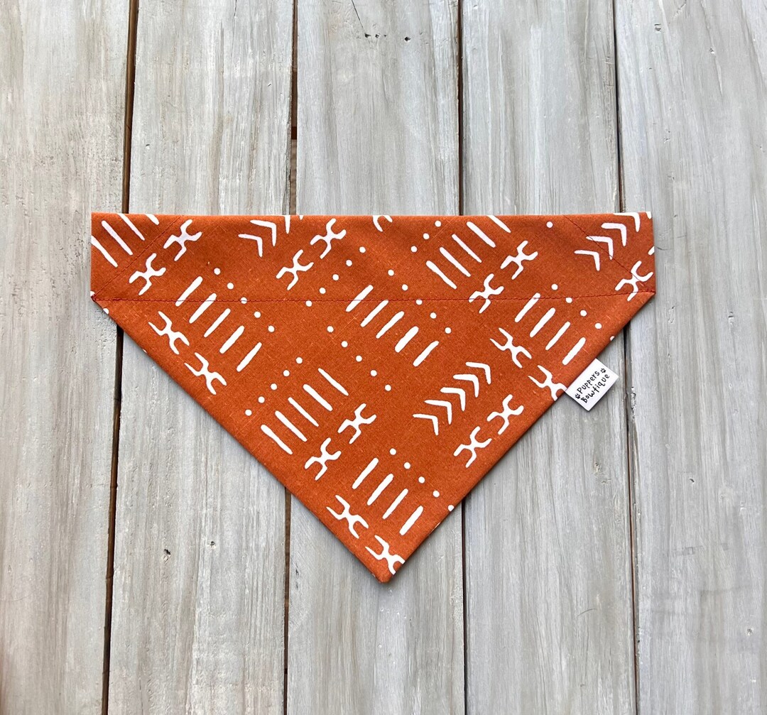 Rust & White Over the Collar Dog Bandana, Spring Dog Bandana, Custom