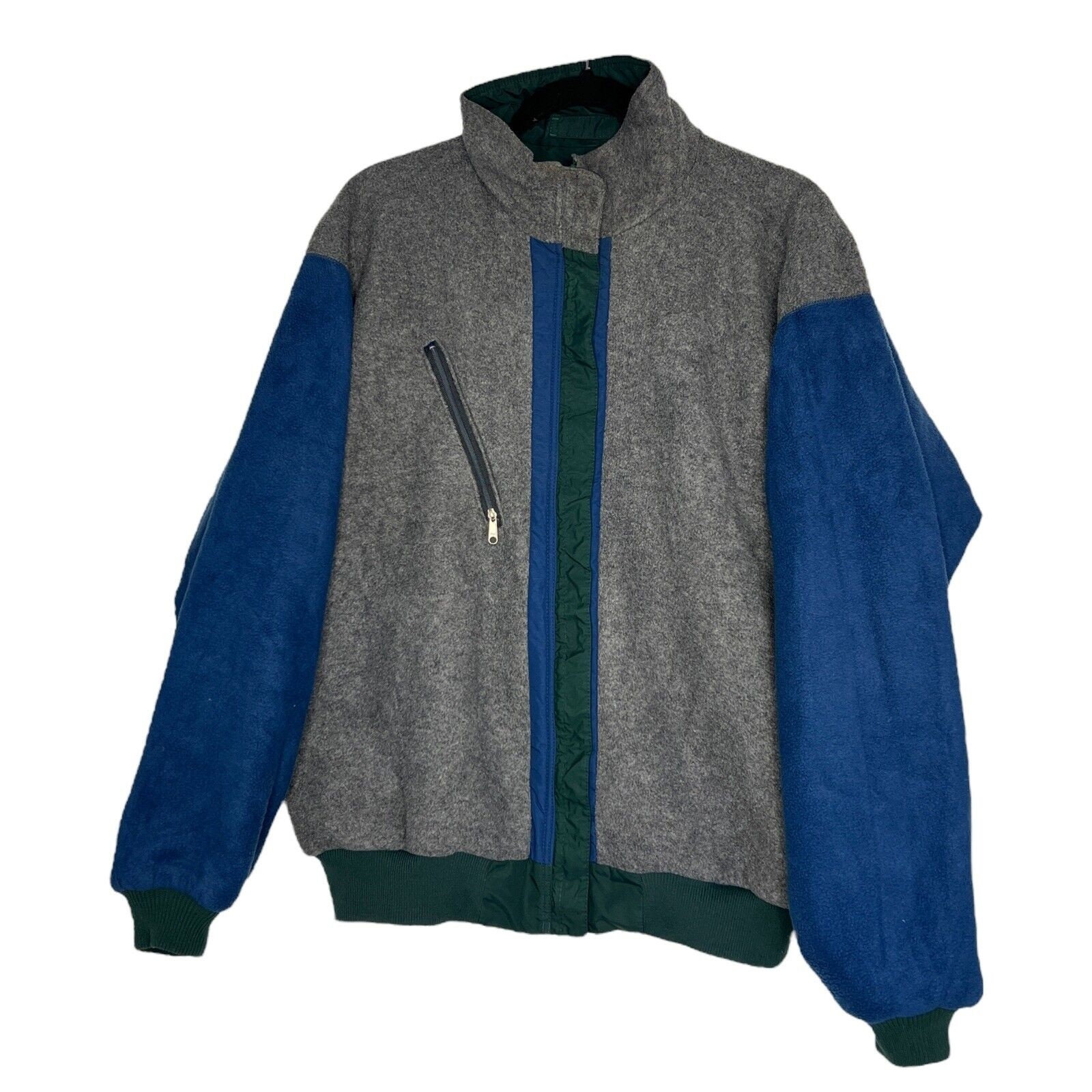 Patagonia Vintage 90s Bomber Jacket Mens M Green Blue Gray Fleece