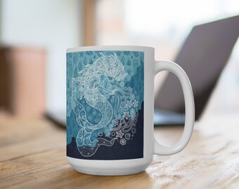 Mermaid Mug Under the Sea Coffee Mug Ocean Themed Tea Cup Ceramic Drinkware 15oz