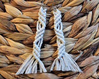 Long Macrame Fringe Earrings