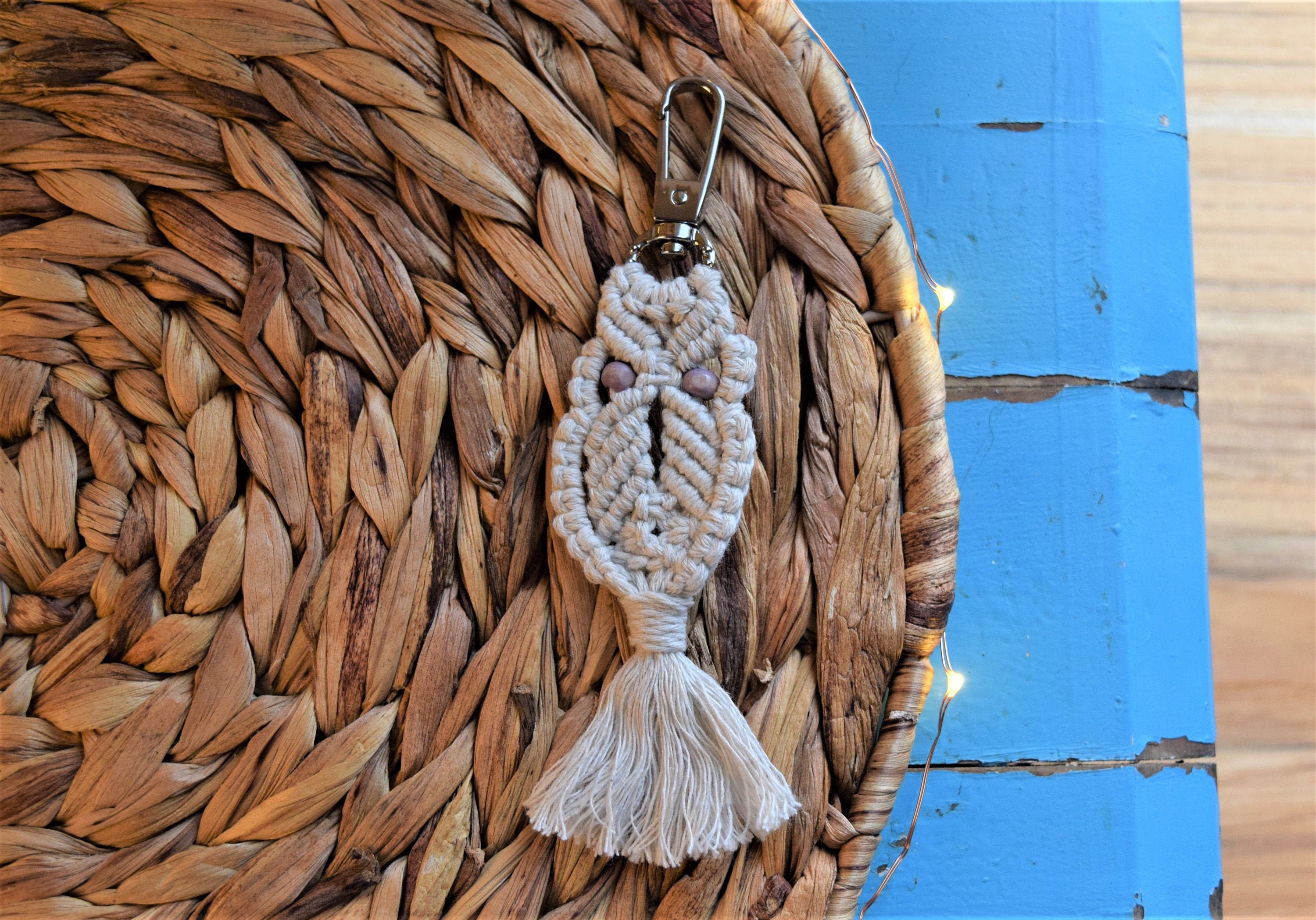 Small Owl Macrame Purse Charm/Key Chain