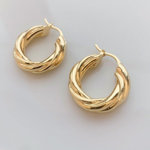 Chunky Gold Hoops Golden Hoops Thick Gold Hoop Earrings - Etsy
