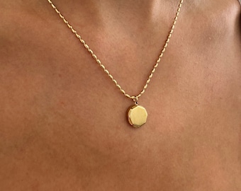 Gold Coin Pendant Necklace - Dainty Gold Disc Necklace - Stacking Necklace - Waterproof Necklace