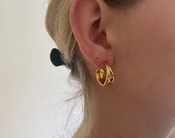 Chunky Gold Hoops - Golden Hoops - Thick Gold Hoops - Waterproof Earrings -