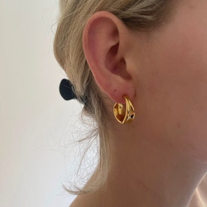 Chunky Gold Hoops - Golden Hoops - Thick Gold Hoops - Waterproof Earrings -