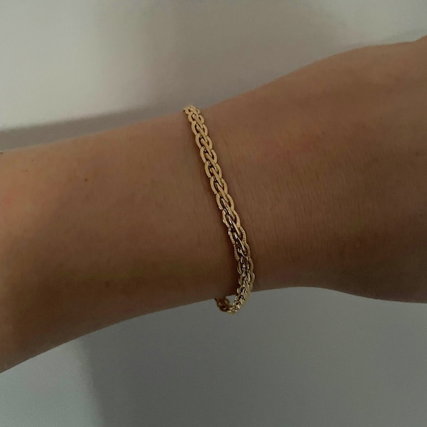 Bracelet en or à chevrons - Bracelet en or simple - Bracelet à chevrons - Imperméable - Bracelet à maillons