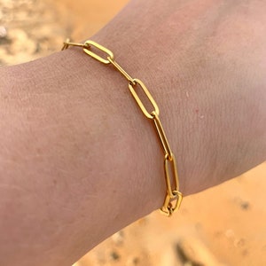 Paperclip Bracelet Small Chain Bracelet Cuban Link Bracelet Gold Chain Bracelet Multi Chain Bracelet Simple Gold Bracelet image 3