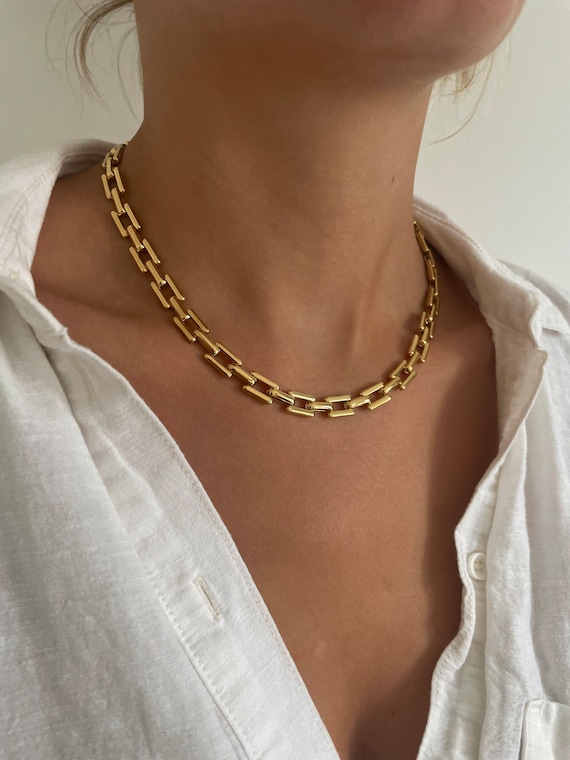 Thick Chain Necklace Gold Big Chain Necklace Thick Gold Etsy