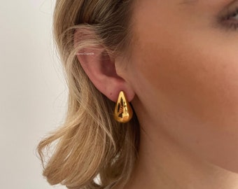 Teardrop Stud Earrings -  Chunky Gold Earrings -Teardrop Earrings - Waterproof Earrings - Statement Earrings