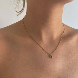 Tiny Ball Necklace Green Emerald Necklace Waterproof Necklace Vintage Emerald Necklace Dainty Gem Necklace image 5