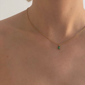 Tiny Ball Necklace Green Emerald Necklace Waterproof Necklace Vintage Emerald Necklace Dainty Gem Necklace image 4