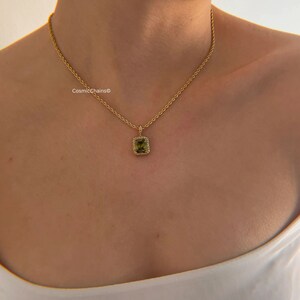 Emerald Green Necklace Emerald Pendant Necklace Gold Emerald Pendant Green Emerald Necklace Vintage Emerald Necklace image 6