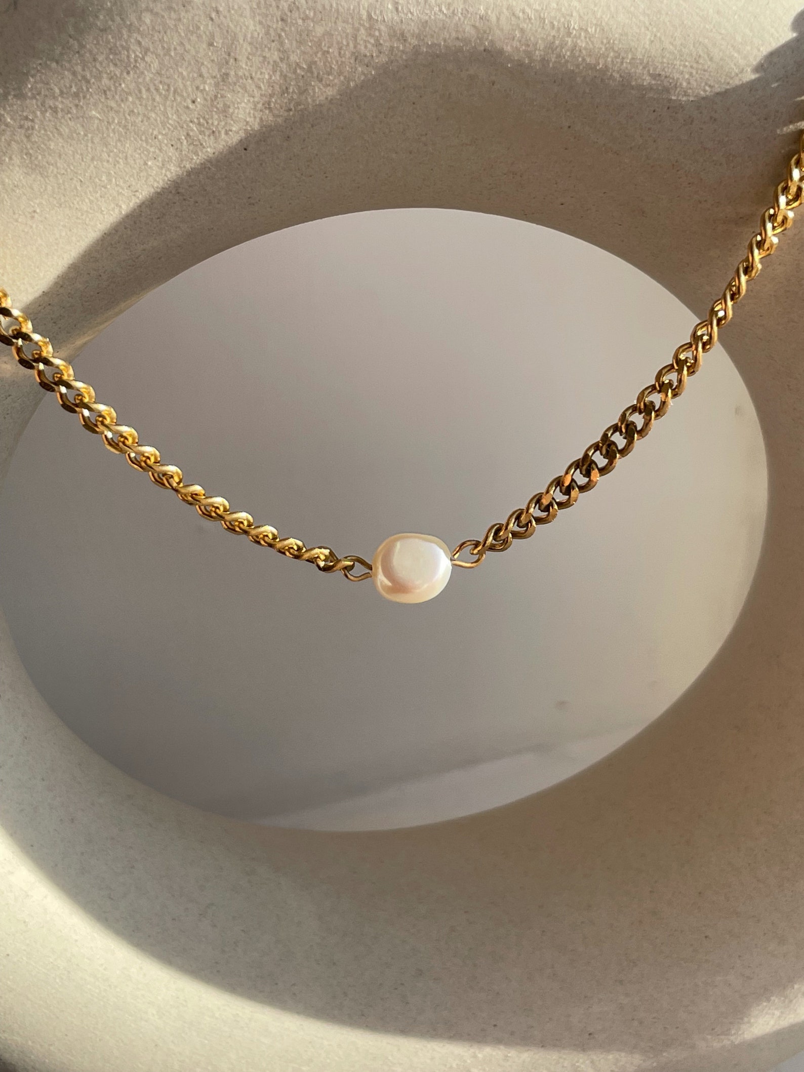 Cuban Chain Choker Gold Pearl Choker Real Pearl Necklace Etsy UK