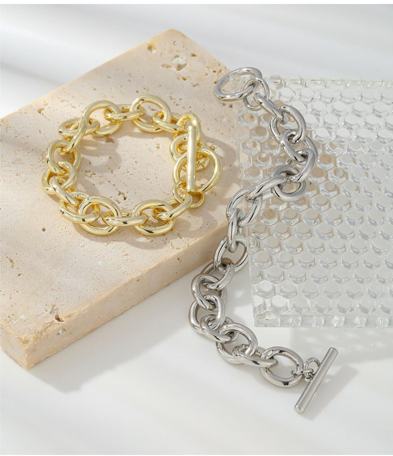 Gold Chunky Bracelet Large Link Chain Gold Chunky Etsy