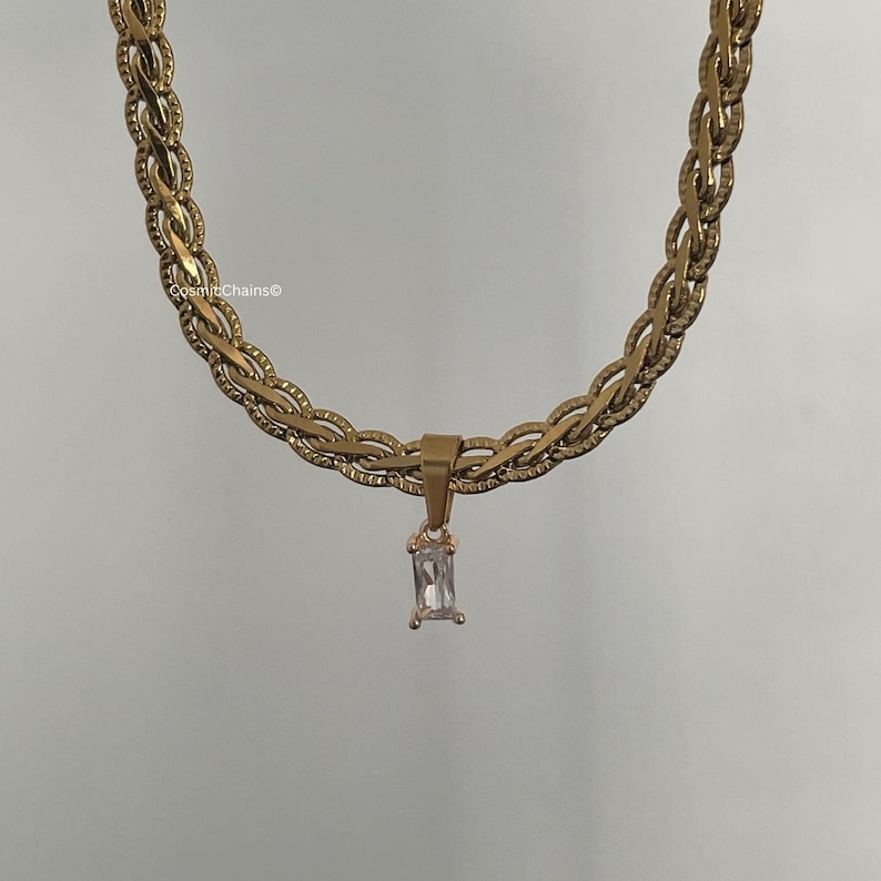 Flat Snake Chain Waterproof Necklace Petite Diamond Necklace Infinity diamond Necklace image 4