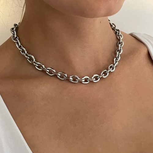 Chunky Chain Choker Silver Chain 